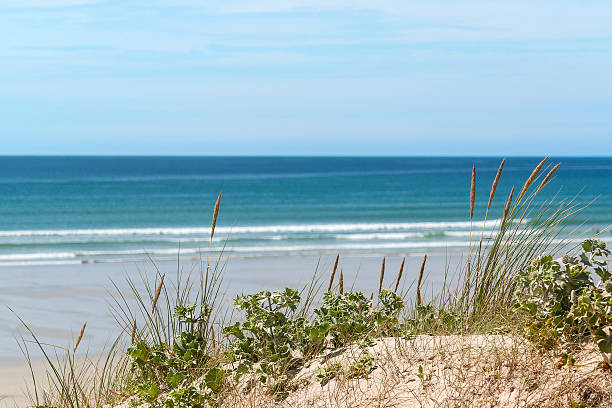 sunny beach in Brittany stock photo