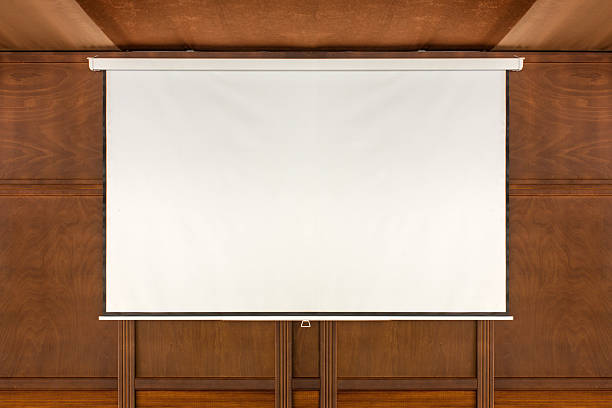 The hanging projection screen The hanging projection screen wood bacground projector screen classroom stock pictures, royalty-free photos & images