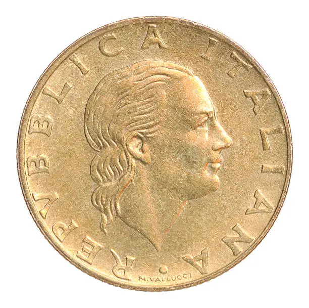 200 Italian lire with a portrait of Mario Vallucci