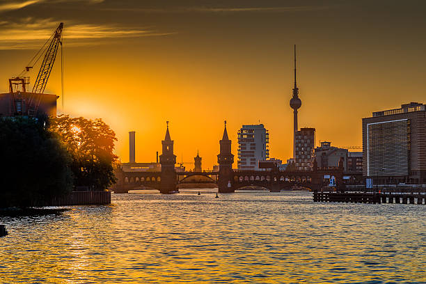 istock Berlin skyline with Spree river at sunset, Germany 619637990