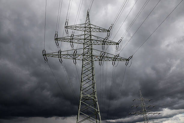 istock Electricity pylon against the sky in sunlight 619638456