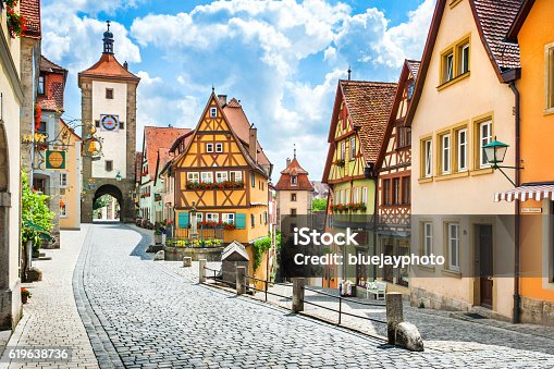 istock Historic town of Rothenburg ob der Tauber, Franconia, Bavaria, Germany 619638736