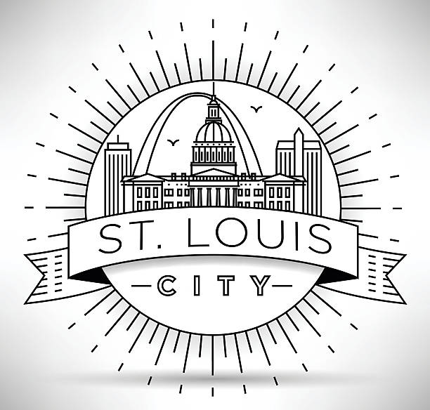 Minimal St. Louis City Linear Skyline with Typographic Design Minimal St. Louis City Linear Skyline with Typographic Design st louis skyline stock illustrations