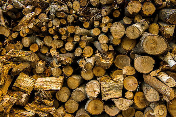 Full frame view of large group of objects of firewoods. Horizontal composition. Image taken with Nikon D800 and developed from RAW format.