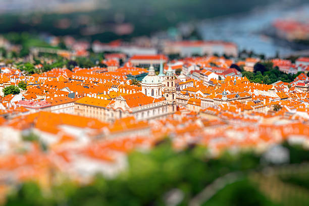 istock Aerial view on Prague city 619642512