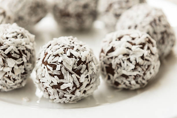 istock Dark chocolate coconut brownie energy bites 619643972