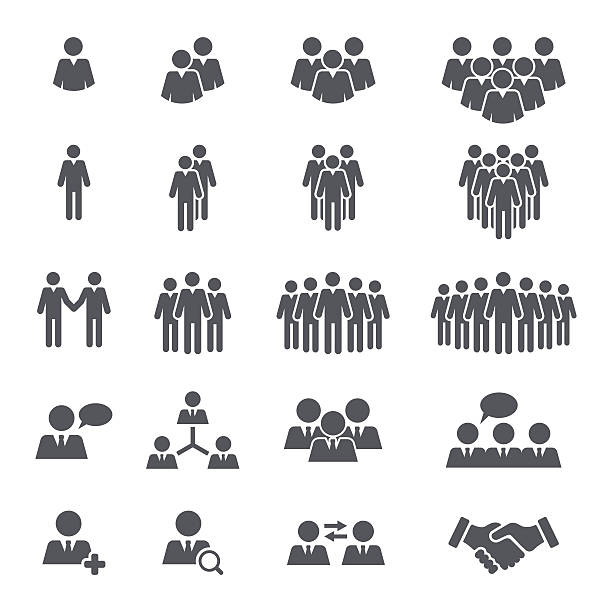 Business People Team Icon Set Business People Team Icon Set crowd of people icons stock illustrations