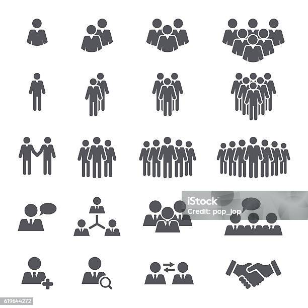 Business People Team Icon Set Stock Illustration - Download Image Now - Icon Symbol, People, Group Of People