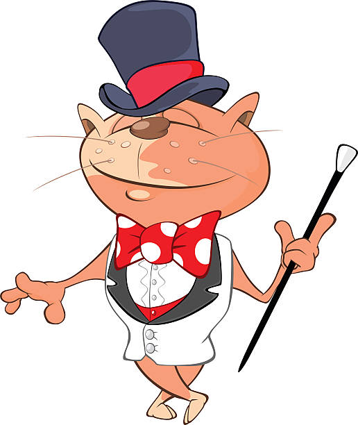 istock Illustration of Cute Cat Gentleman Cartoon Character 619645582