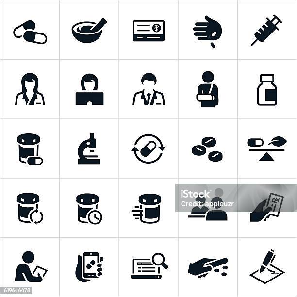 Pharmacy Icons Stock Illustration - Download Image Now - Icon Symbol, Pharmacy, Pharmacist