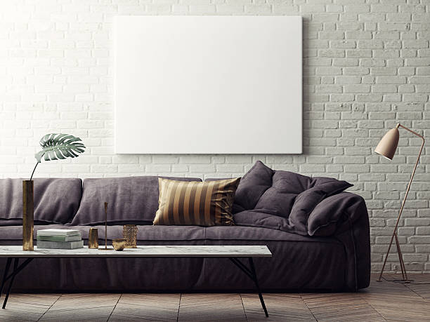 istock Mock up poster with vintage hipster loft interior background 619651102