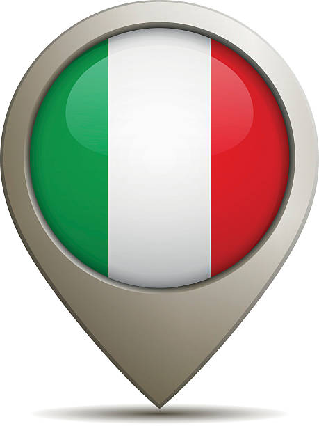 Location Pin With National Flag Of Italy vector art illustration