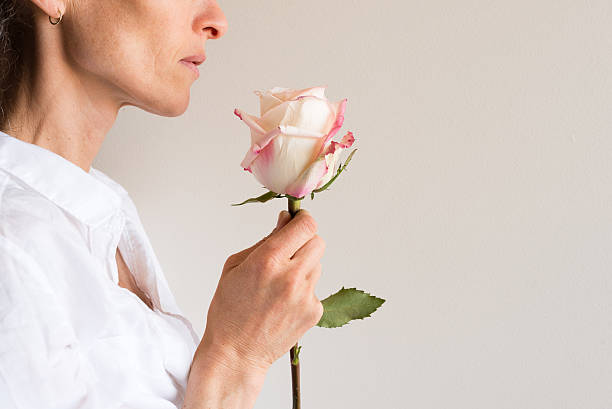 istock Profile of woman with rose 619652084
