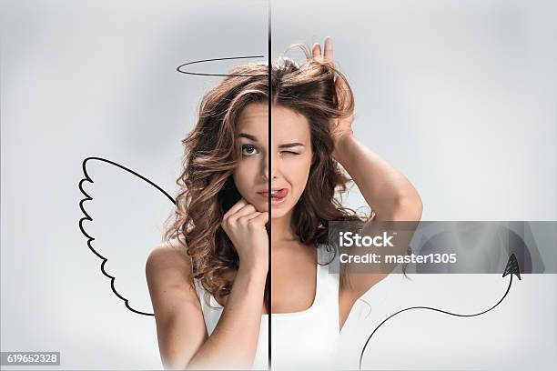 Photo Of The Girl With A Different Emotions On Face Stock Photo - Download Image Now