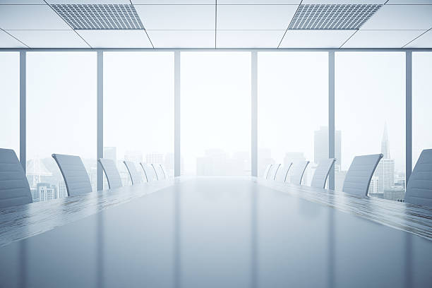 tavolo per conferenze luminose - boardroom chairs foto e immagini stock