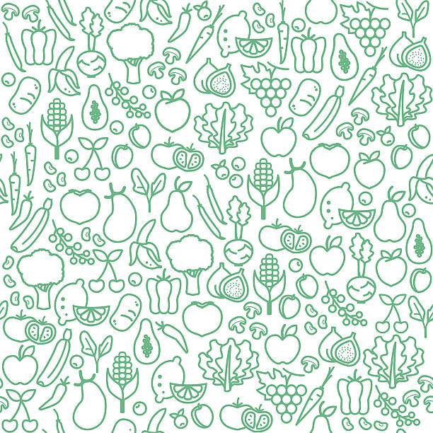 ilustrações de stock, clip art, desenhos animados e ícones de produtos hortícolas sem costura padrão - carrot seamless food vegetable