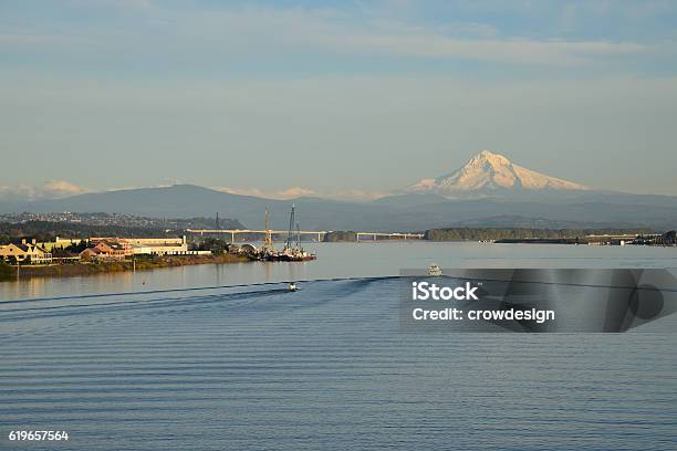 Mount Hood And The Columbia River Stock Photo - Download Image Now - Washington State, Vancouver - Washington State, Columbia River
