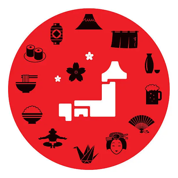 Vector illustration of Japan motif icon set