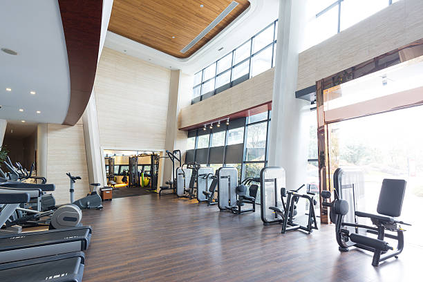 design and equipment in modern gym design and equipment in Feiliwei Gym leisure facilities stock pictures, royalty-free photos & images