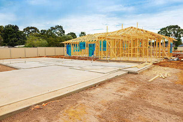 Construction site preparation view of construction site and house foundation in preparation process earthwork stock pictures, royalty-free photos & images