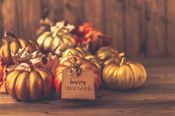 istock Luxurious still life arrangement with message for Thanksgiving 619666842