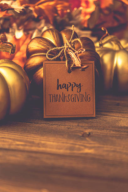 istock Luxurious still life arrangement with message for Thanksgiving 619666910