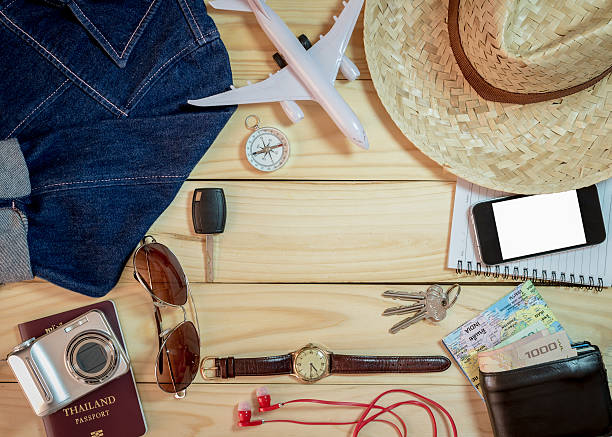 istock Set of clothes and travel accessory 619670556