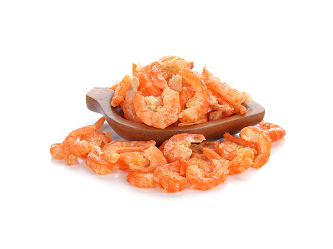 dried shrimp on white background