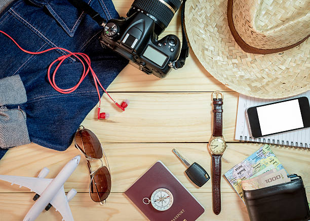 istock Set of clothes and travel accessory 619670720