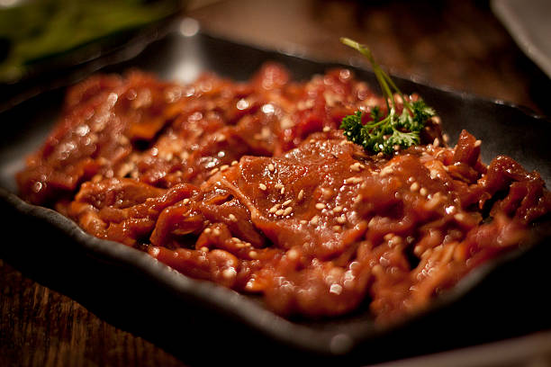 Uncooked beef at a Japanese BBQ