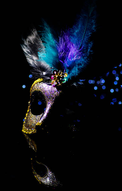 istock Masquerade venitian carnival mask, female theatrical feathers 619672816
