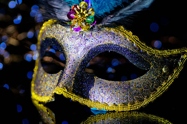 istock Masquerade venitian carnival mask, female theatrical feathers 619673206