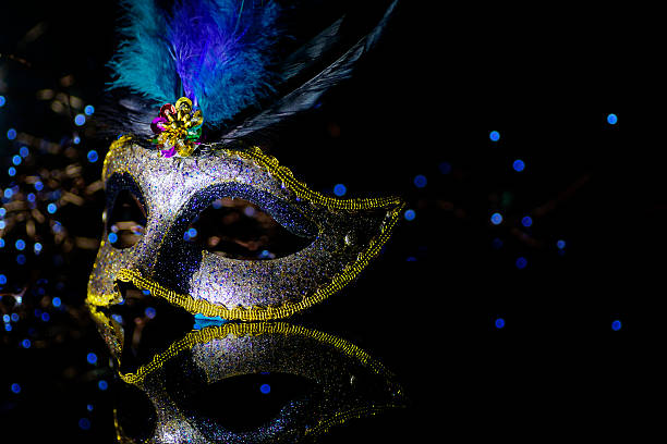 Masquerade venitian carnival mask, female theatrical feathers