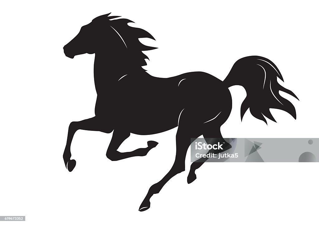 silhouette of black running horse - vector illustration Horse stock vector