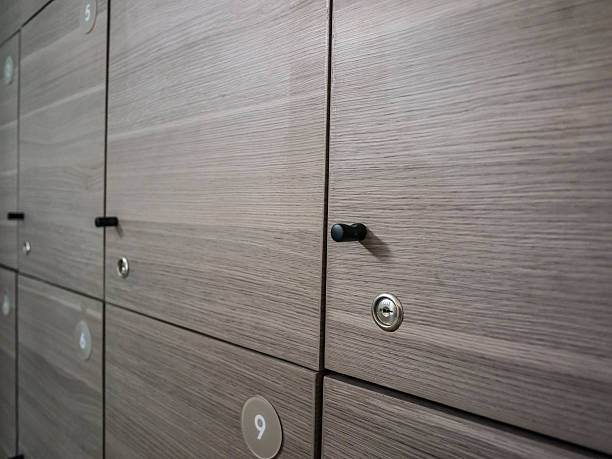 istock Lockers cabinets in a locker room 619673822