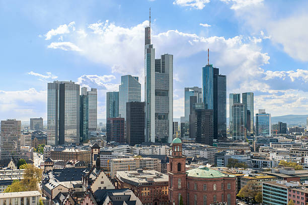 Frankfurt am Mine Skyscraper at morning in Frankfurt, Germany. Frankfurt am Mine Skyscraper skyline building at morning in Frankfurt, Germany. frankfurt main stock pictures, royalty-free photos & images