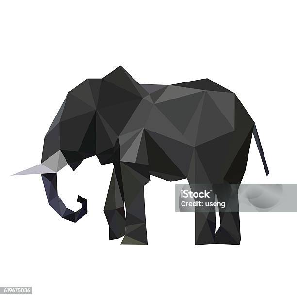 Polygon Illustration Of Elephant Vector Triangle Design Stock Illustration - Download Image Now