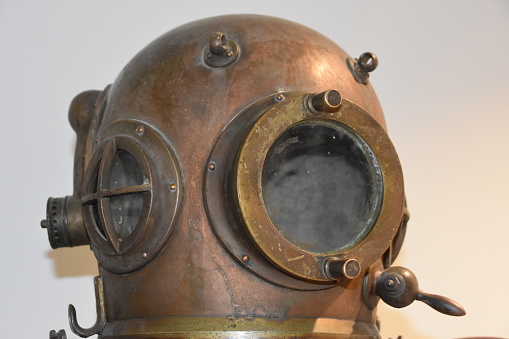 Old brass diver's helmet