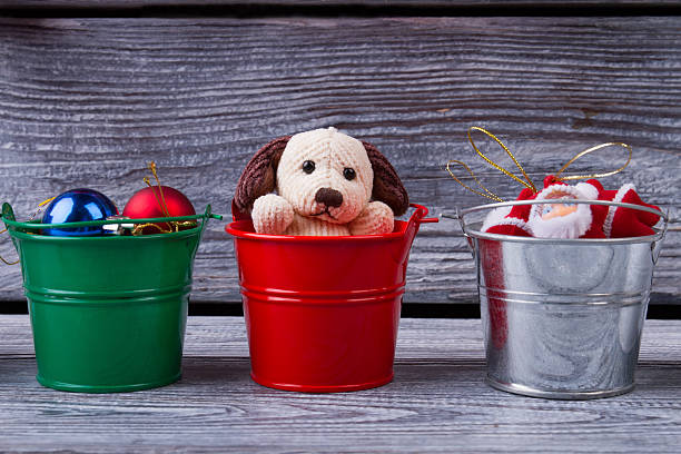 istock Christmas toys in buckets. 619727946