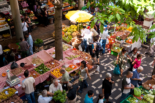 scene on the mercado dos lavradores in Madeira