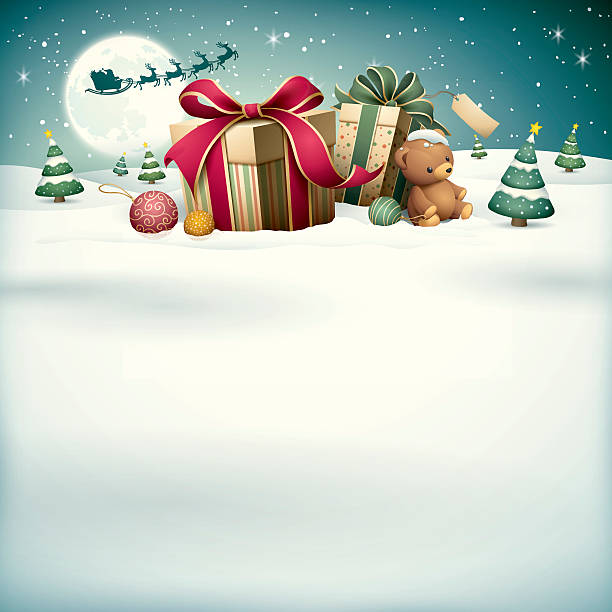 Christmas Gifts With Santa Sleigh Reindeer Stock Illustration - Download  Image Now - Christmas, Backgrounds, Christmas Present - iStock