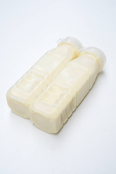 istock Soybean milk in Bottles on white background 619730650