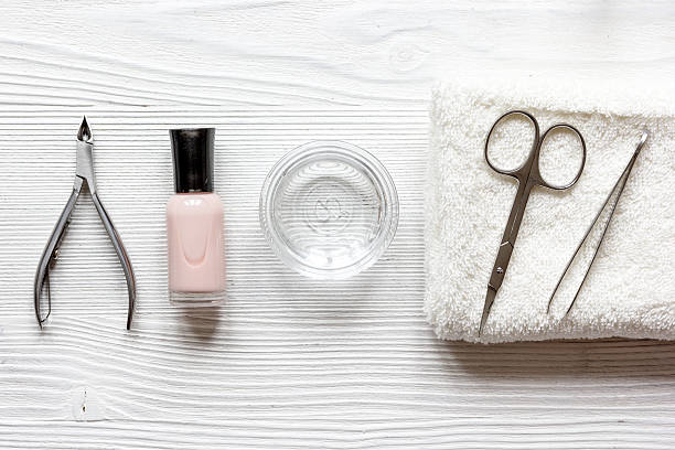 istock French manicure - preparing tools on wooden backround top view 619734670