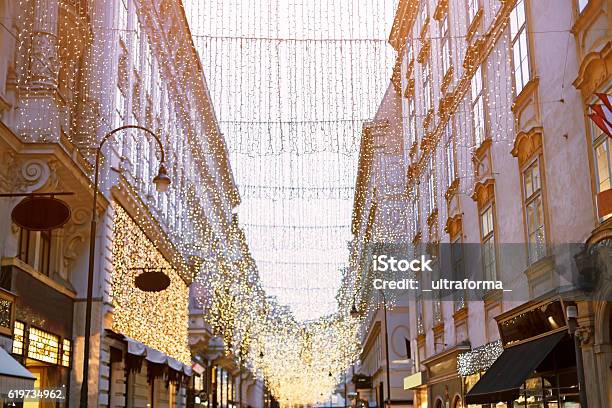 Kohlmarkt The Main Shopping Street In Vienna At Christmas Stock Photo - Download Image Now