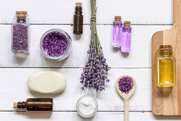 istock natural cosmetic with lavender top view 619735272