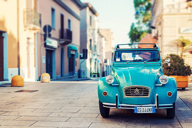 cartagena de indias. 13th august, 2022: a vintage car is parked in cartagena old town