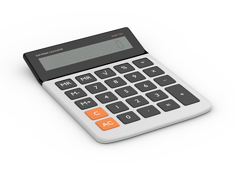 3d rendering of calculator isolated over white background