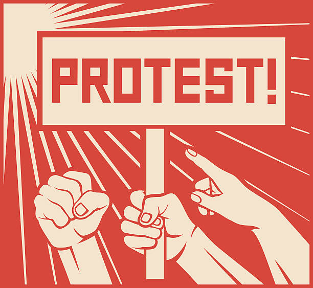 ilustraciones, imágenes clip art, dibujos animados e iconos de stock de diseño de la protesta - un montón de gente furiosa (manifestaciones) - huelga ilustraciones