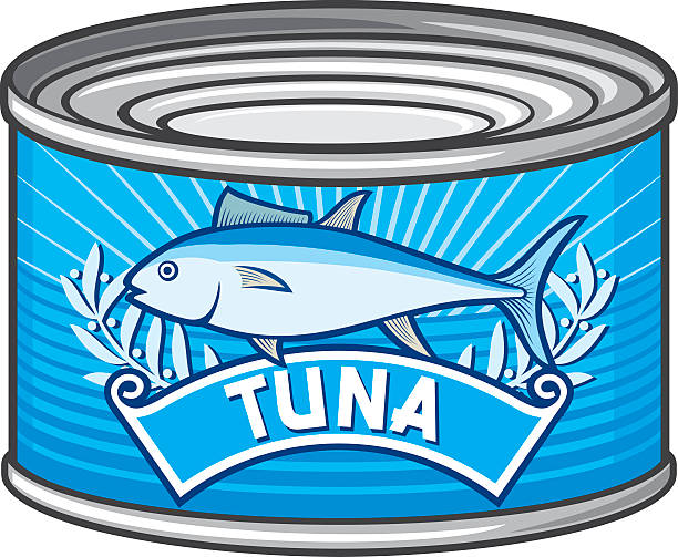 illustrazioni stock, clip art, cartoni animati e icone di tendenza di scatoletta di tonno - tuna