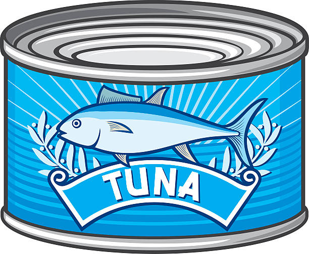 느낄 수 있습니다. - can packaging tuna food stock illustrations